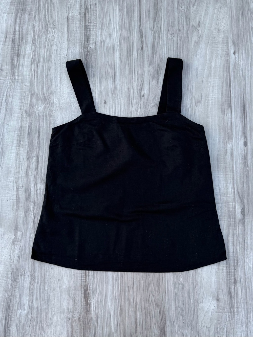 J.Crew Linen-Blend Squareneck Tank Top in black